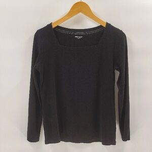Cable & Gauge Black Top Square Neck Size Medium Long Sleeve
